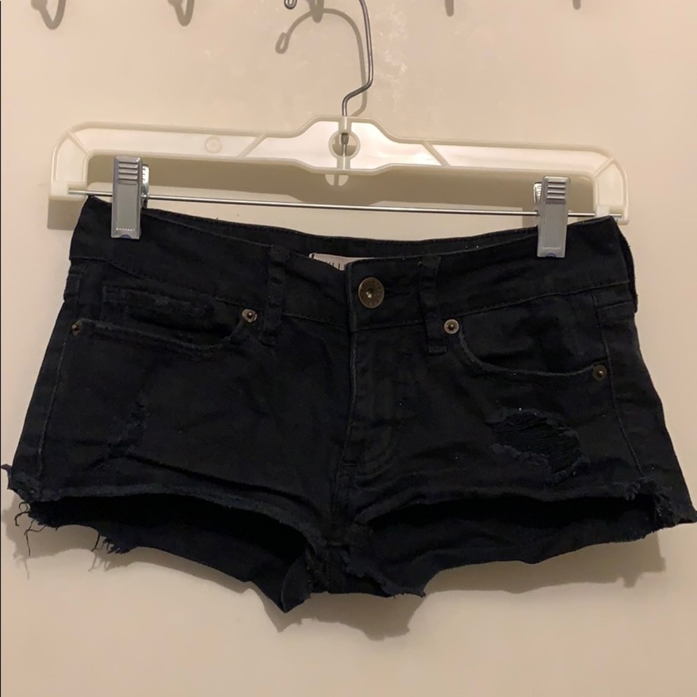 Black denim shorts